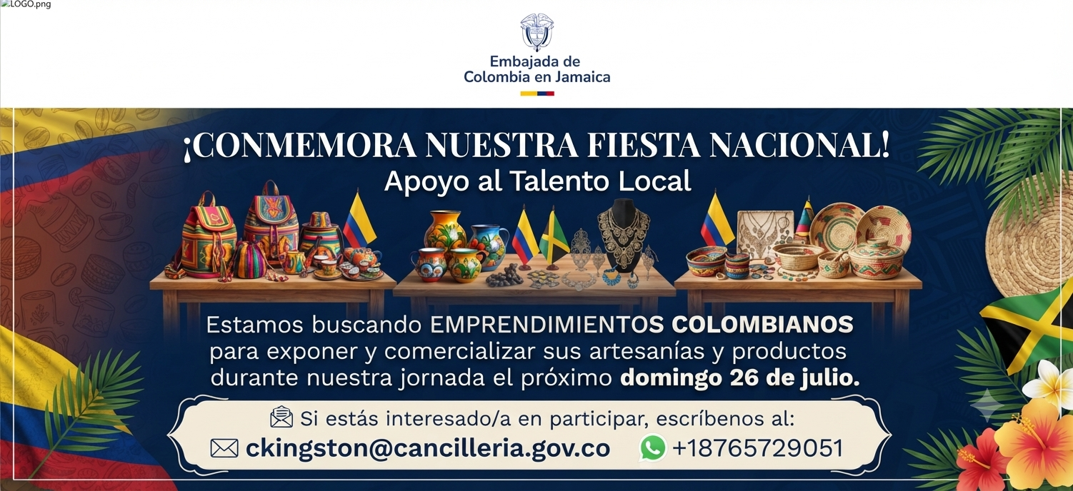 La Embajada de Colombia en Jamaica busca emprendedores colombianos para exponer sus productos el 26 de julio